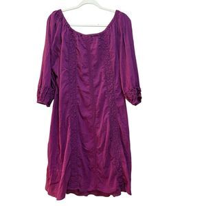 2/$30 Lane Bryant Dress Womens 22 24 Boho Peasant Tunic 3/4 Sleeve Crochet Trim